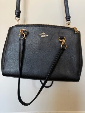 Coach Black Leather Pebbled Convertible Handbag
